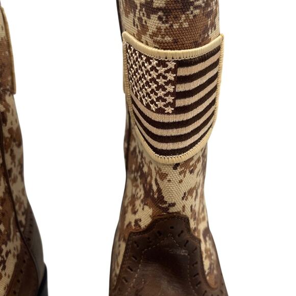 Ariat Sport Patriot US Flag Camo Leather Cowboy Western Boots Brown Size 9B - Picture 3 of 7